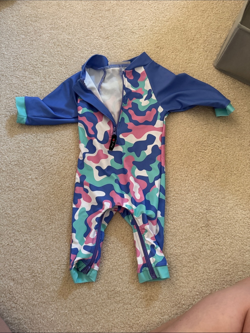 Amazon Kids One-Piece Swimsuit in Blue, Pink, Teal, White